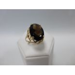 9ct gold Smokey Quartz ring, size T.