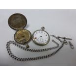 Silver 875 pocket watch case, watch a/f,