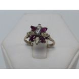 18ct white gold Ruby and Diamond ring,