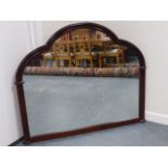 A contemporary mahogany framed overmantle mirror, 126x105cms.