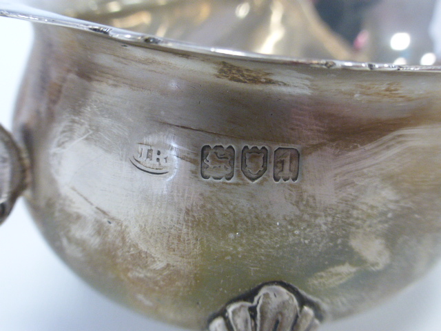 Edwardian silver sauce boat of typical form with gadrooned rim, hallmarked London 1906, - Image 2 of 2