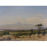 ROBERT LEWIS McLELLAN -SIM (born 1907) - African oil painting, Mount Kenya landscape,