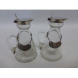 A near pair of Edwardian silver-mounted cut-glass Whiskey Tots or Chota Pegs, by Charles & George As