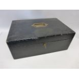 Victorian black leather writing/jewellery box, by Leuchars & Son 38&39 Piccadilly London,