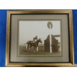 Framed & glazed photo of the 1921 Grand National Winner "Shaun Spadah" & Jockey Fred Rees image