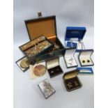 Jewellery box containing assorted jewellery including silver,