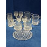 Good selection of cut crystal wares including a pair of Waterford Crystal 'Ashling' pattern