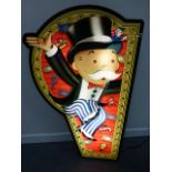 Illuminated Mr Monopoly sign, 116cms in height.