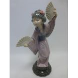 Lladro - Geisha girl, Madame Butterfly with fans No.4991, Retired, Issue year 1978, 30cms in height.