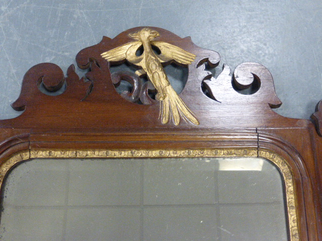 A Georgian mahogany wall mirror, in the Chippendale style, with fretted frame, - Image 3 of 3