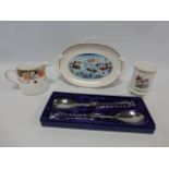 Cased Edinburgh Crystal servers, Royal Crown Derby 'Imperial Palace' pattern jug,