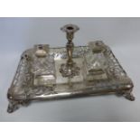 Local interest; Early Victorian silver desk top ink stand hallmarked Sheffield 1844 by maker Henry