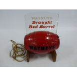 Original Vintage "Watneys Draught Red Barrel" bar top advertising light display.