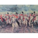 Coloured print "The Charge of the Light Brigade" in decorative gilt frame, 36 x 71cm.