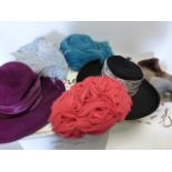 Five vintage ladies hats including two labelled Trikki and Frenchi by Edna Wallace,