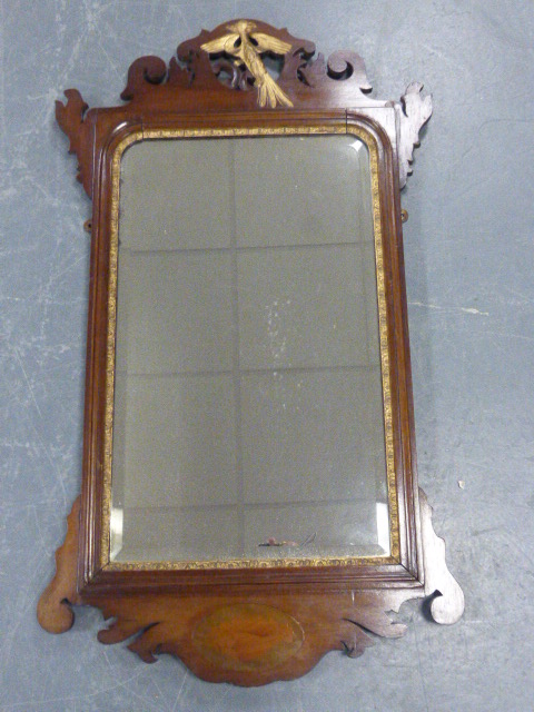 A Georgian mahogany wall mirror, in the Chippendale style, with fretted frame,