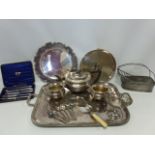 Large Mappin & Webb Prince's plate twin handled tray, Elkington footed tray,