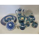 Twelve pieces of Spanish Porta Celi pottery including a large 34cm charger,