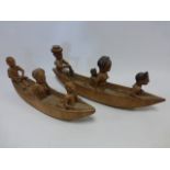 Two carved Gold Coast Colony (Ghanaian) sailing vessels, circa 1920, approximately 45cms in length.