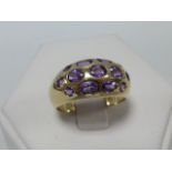 9ct gold Amethyst set ring, size O.