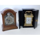 Davall walnut cased clock, together with a Henley miniature brass cased carriage clock with case.