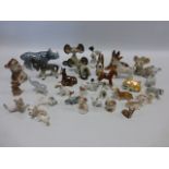 Collection of small ceramic animals inc three marked USSR, two nodding head mice, bear marked Italy,