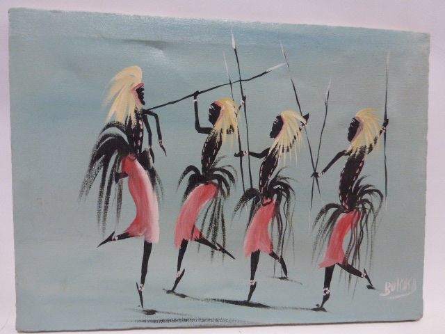 Set of framed & glazed replica Ogden's cigarette cards "Jockeys 1930", African oil on canvas,