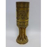 Trench Art - shell case vase 26.5cm high with Art Nouveau decoration.