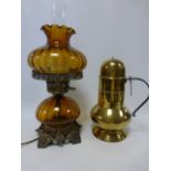 Sussex Guild Lighting amber glass 'Colonial' table lamp,