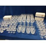 Large collection of 95 Waterford Crystal 'Ashling' pattern glass wares including 20 Red Wine Hock