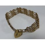 9ct gold five bar gate bracelet, 10.5g.