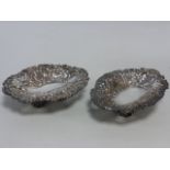 Pair of William Hutton pierced silver footed bonbon dishes, hallmarked London 1901/2, 13.