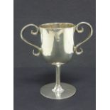 Miniature silver twin handled trophy hallmarked Sheffield 1916 by maker Martin Hall & Co,