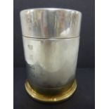 Silver and silver gilt cedar lined lidded cigar canister of simple elegant form,