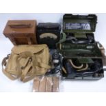 Two military field phones set "L" & set "J" with military signals 1943 canvas bag,