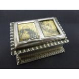 Victorian silver double stamp case with hinged lid, hallmarked Birmingham 1898, makers initials M.B.