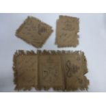 Three WWI Royal Field Artillery Christmas and New Year wishes on khaki uniform patches from