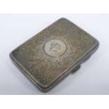 Silver cigarette case with scrolled foliate engraving, hallmarked Birmingham 1924, 77.