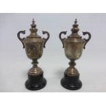 Two silver twin handled Trophies hallmarked Birmingham 1935-6,