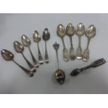 Four early Victorian provincial silver teaspoons hallmarked Newcastle 1859 by maker Thomas Sewell I,