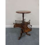 A Victorian style burr walnut wine table,