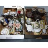 Two large boxes of assorted ceramics, glass & metal wares inc silver plated.