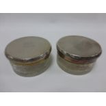 Pair of Asprey & Co Ltd silver lidded etched glass vanity jars, hallmarked London 1936,