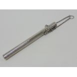 Silver pencil holder for use with a chatelaine, hallmarked Birmingham 1901, 14cms in length, 23g.