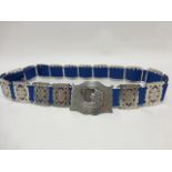 Edwardian silver panelled nurse's belt with eighteen pierced silver panels engraved with flowers,