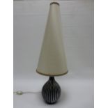 Retro 1950/60's bulbous table lamp with cone shape shade, 64cms in height.