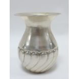 Italian white metal flared rim vase with gadrooned decoration, stamped Vicenza 0900, 8.
