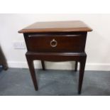 Stag mahogany single drawer bedside table, the drawer compartmented, 44x31.5x58cms.