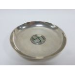 Chester silver dish, the centre raised with enamel swastika decoration, 9.7cms in diameter, 74.9g.