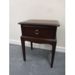 Stag bedside table with single drawer, 44x31.5x58cms.